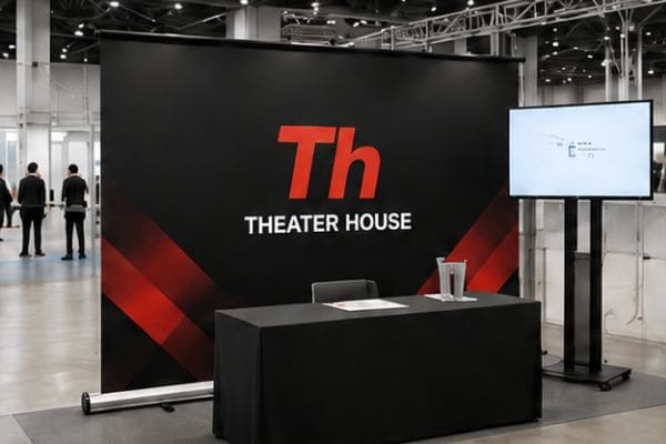 展示会ブースのバックパネルとして活用するデザインスクリーン