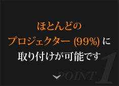 ほとんどのプロジェクター(99%)に取り付けが可能です。