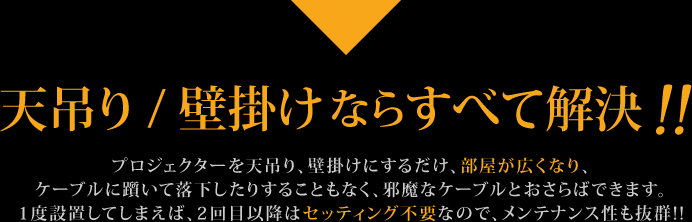 天吊り/壁掛けならすべて解決!!
